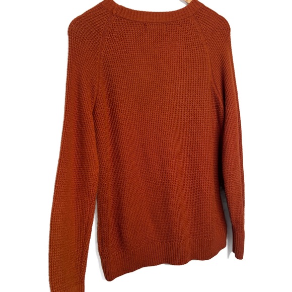 Old Navy Sosoft Waffle Knit Crewneck Tunic Sweater Rust Raglan Sleeve Women's M - Picture 14 of 16
